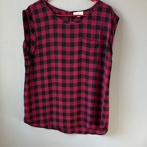 LOFT‎ Women's Buffalo check Blouse in pink and Black size medium